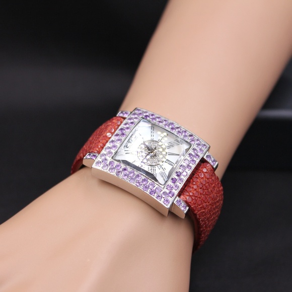 Amethyst Diamond 3.27 Tcw Unisex Luxury Watch main image 4